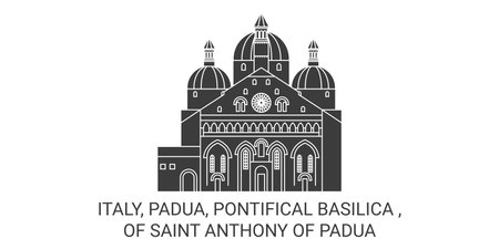 Italy, Padua, Pontifical Basilica , Of Saint Anthony Of Padua travel landmark vector illustrationのイラスト素材
