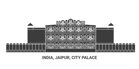 India, Jaipur, City Palace, travel landmark vector illustrationのイラスト素材