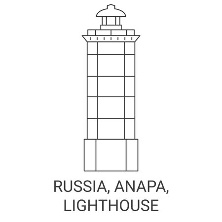 Russia, Anapa, Lighthouse travel landmark vector illustrationのイラスト素材