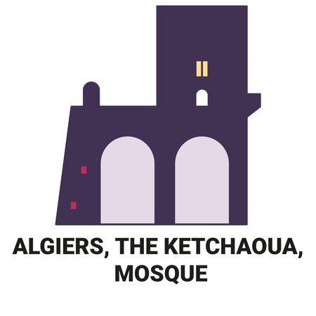 Algiers, The Ketchaoua, Mosque travel landmark vector illustrationのイラスト素材
