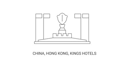 China, Hong Kong, Kings Hotels travel landmark vector illustrationのイラスト素材