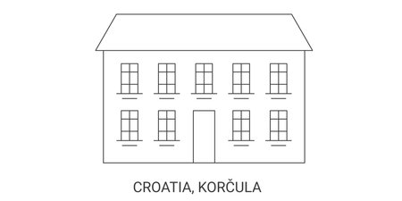 Croatia, Korcula travel landmark vector illustrationのイラスト素材