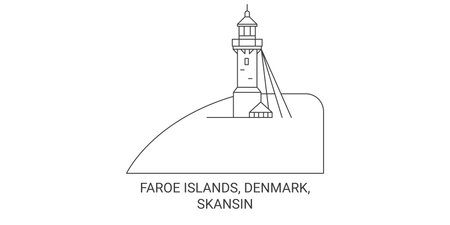 Denmark, Faroe Islands, Skansin travel landmark vector illustrationのイラスト素材