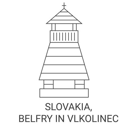 Slovakia, Belfry In Vlkolnec travel landmark vector illustrationのイラスト素材