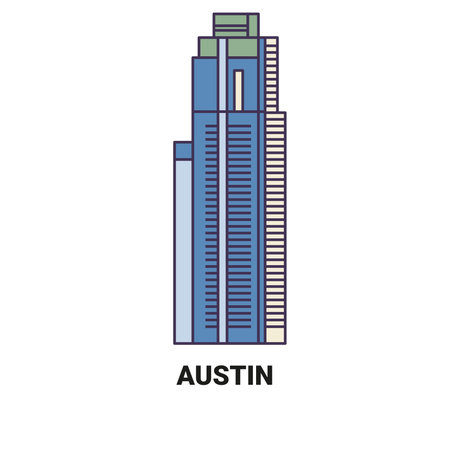 Usa, Austin travel landmark vector illustrationのイラスト素材