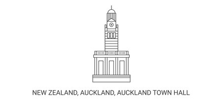 New Zealand, Auckland, Auckland Town Hall, travel landmark vector illustrationのイラスト素材