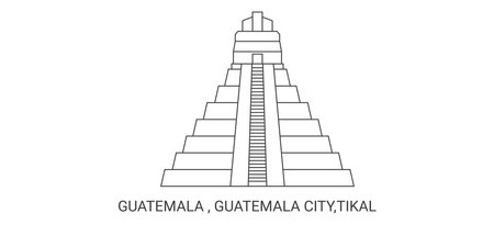 Guatemala , Guatemala City,Tikal, travel landmark vector illustrationのイラスト素材