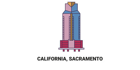 United States, California, Sacramento travel landmark vector illustrationのイラスト素材