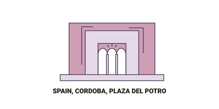 Spain, Cordoba, Plaza Del Potro, travel landmark vector illustrationのイラスト素材