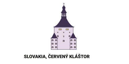 Slovakia, Cerveny Klastor travel landmark vector illustrationのイラスト素材