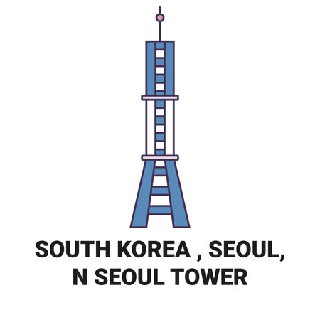 Republic Of Korea, Seoul, Tower travel landmark vector illustration