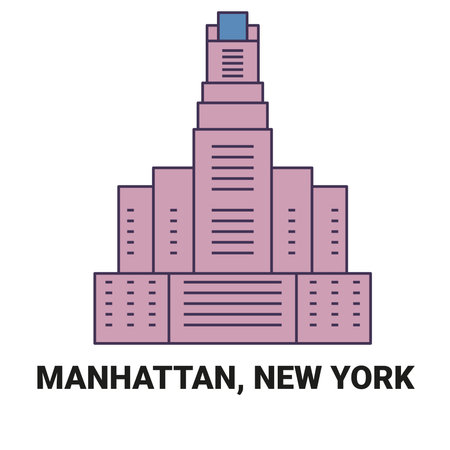 United States, Manhattan, New York travel landmark vector illustrationのイラスト素材