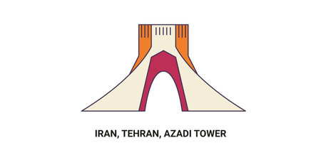 Iran, Tehran, Azadi Tower, travel landmark vector illustrationのイラスト素材