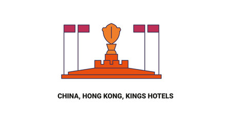 China, Hong Kong, Kings Hotels travel landmark vector illustrationのイラスト素材