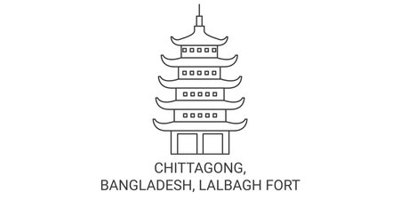 Bangladesh, Chittagong, Lalbagh Fort travel landmark vector illustrationのイラスト素材