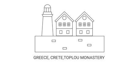 Greece, Crete,Toplou Monastery, travel landmark vector illustrationのイラスト素材