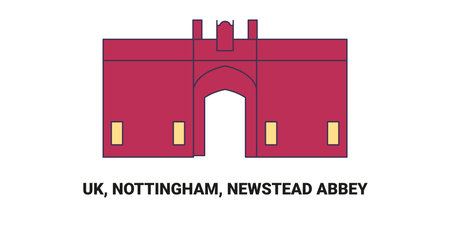 England, Nottingham, Newstead Abbey, travel landmark vector illustrationのイラスト素材