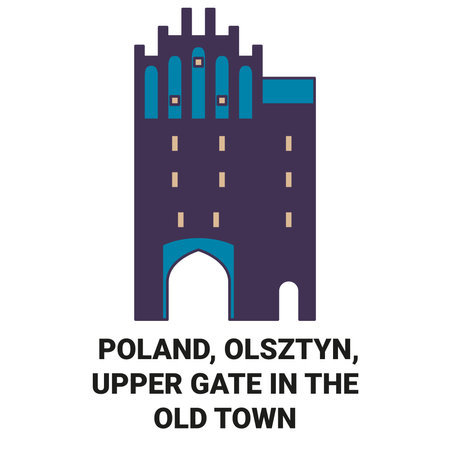 Poland, Olsztyn, Upper Gate In The Old Town travel landmark vector illustrationのイラスト素材