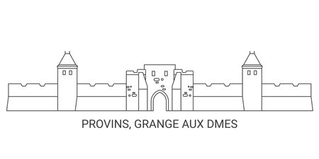 France, Provins, Grange Aux D, Mes travel landmark vector illustrationのイラスト素材