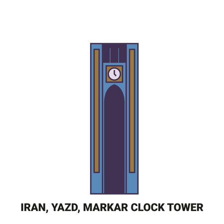 Iran, Yazd, Markar Clock Tower travel landmark vector illustrationのイラスト素材