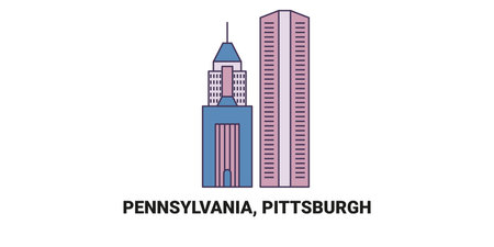 United States, Pennsylvania, Pittsburgh travel landmark vector illustrationのイラスト素材