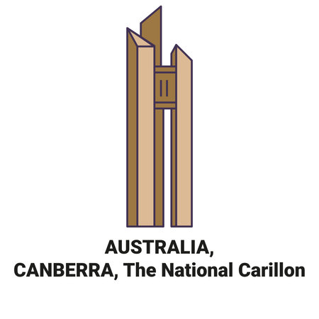 Australia, Canberra, The National Carillon travel landmark vector illustrationのイラスト素材