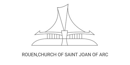 France, Rouen,Church Of Saint Joan Of Arc, travel landmark vector illustrationのイラスト素材