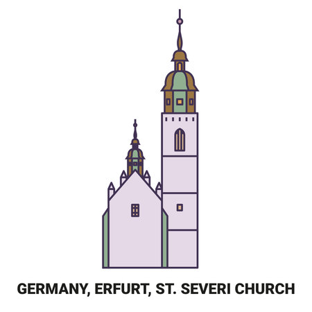 Germany, Erfurt, St. Severi Church travel landmark vector illustrationのイラスト素材