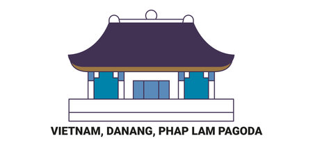 Vietnam, Danang, Phap Lam Pagoda, travel landmark vector illustrationのイラスト素材