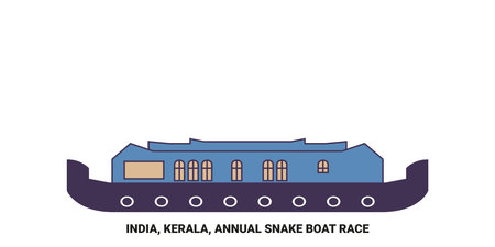 India, Kerala, Annual Snake Boat Race travel landmark vector illustrationのイラスト素材
