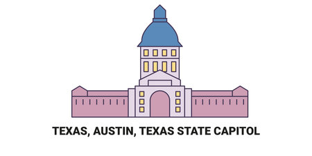 United States, Texas, Austin, Texas State Capitol, travel landmark vector illustrationのイラスト素材