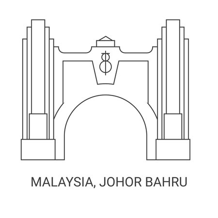 Malaysia, Johor Bahru travel landmark vector illustrationのイラスト素材