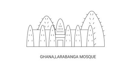 Ghana,Larabanga Mosque, travel landmark vector illustrationのイラスト素材
