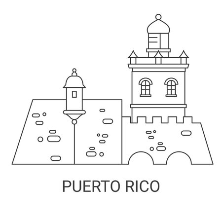 Puerto Rico travel landmark vector illustrationのイラスト素材