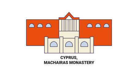 Cyprus, Machairas Monastery travel landmark vector illustrationのイラスト素材