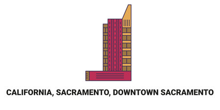 United States, California, Sacramento, Downtown Sacramento, travel landmark vector illustrationのイラスト素材