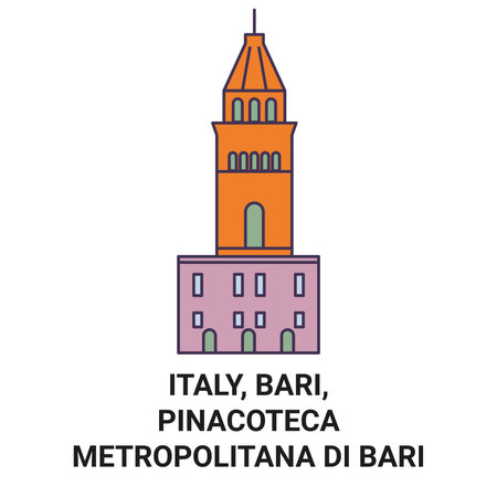 Italy, Bari, Pinacoteca Metropolitana Di Bari travel landmark vector illustrationのイラスト素材