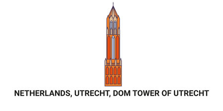 Netherlands, Utrecht, Dom Tower Of Utrecht, travel landmark vector illustrationのイラスト素材