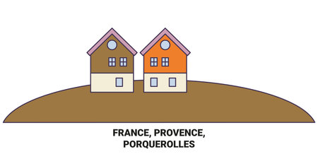 France, Provence, Porquerolles travel landmark vector illustrationのイラスト素材