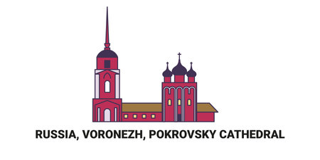 Russia, Voronezh, Pokrovsky Cathedral, travel landmark vector illustrationのイラスト素材