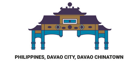 Philippines, Davao City, Davao Chinatown, travel landmark vector illustrationのイラスト素材