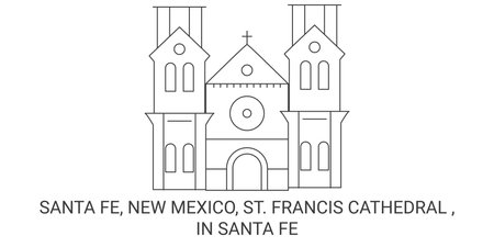 United States, Santa Fe, New Mexico, St. Francis Cathedral , In Santa Fe travel landmark vector illustrationのイラスト素材