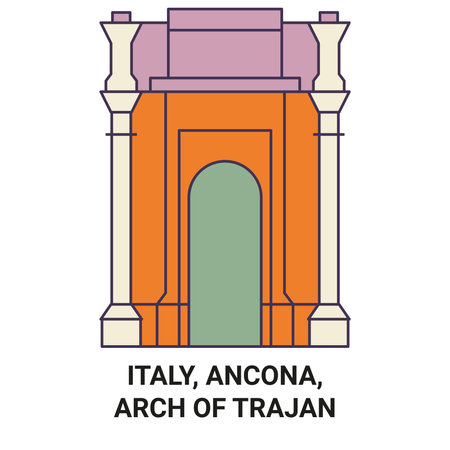 Italy, Ancona, Arch Of Trajan travel landmark vector illustrationのイラスト素材