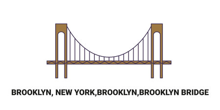 United States, Brooklyn, New York,Brooklyn,Brooklyn Bridge , travel landmark vector illustrationのイラスト素材