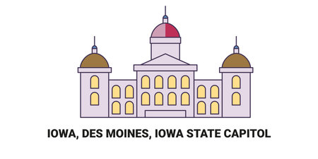 United States, Iowa, Des Moines, Iowa State Capitol, travel landmark vector illustrationのイラスト素材