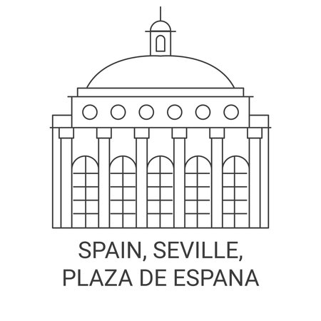 Spain, Seville, Plaza De Espaa travel landmark vector illustrationのイラスト素材