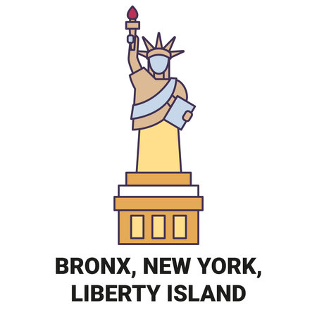 United States, Bronx, New York, Liberty Island travel landmark vector illustrationのイラスト素材