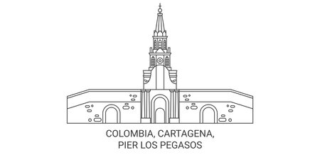 Colombia, Cartagena, Pier Los Pegasos travel landmark vector illustrationのイラスト素材