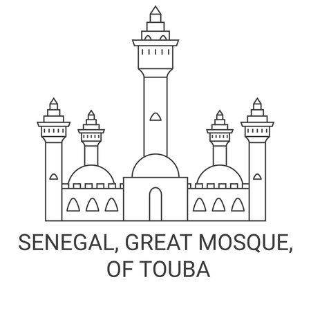 Senegal, Great Mosque, Of Touba travel landmark vector illustrationのイラスト素材