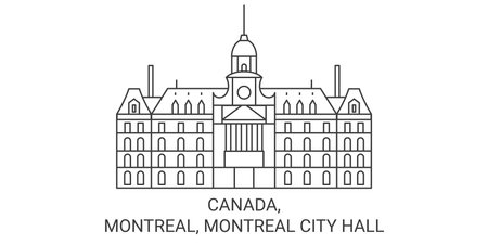 Canada, Montreal, Montreal City Hall travel landmark vector illustrationのイラスト素材